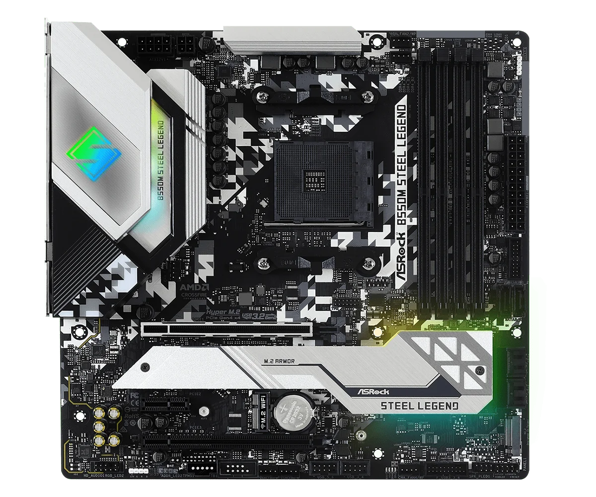 Б/у Материнская плата ASROCK B550M STEEL LEGEND Micro-ATX AMD B550 DDR4 M.2 USB3.2 | Компьютеры и офис