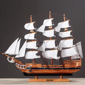 

large solid wood 60CM sailboat Mediterranean home living room decoration smooth sailing wooden ship craft gift