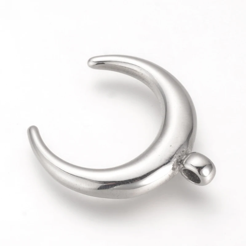 10pcs 304 Stainless Steel Pendants Crescent Moon Pendant Charms for Necklace Bracelet DIY Jewelry Making 28x24.5x5mm, Hole: 2.5m