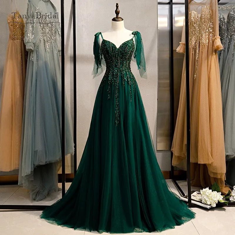 dark green formal gowns