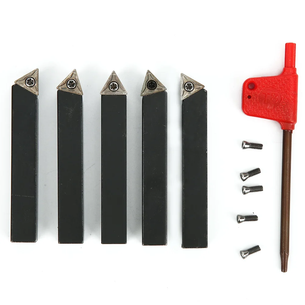 Wood Lathe 5Pcs 3/8in Indexable Turning Tool Set Cemented Carbide