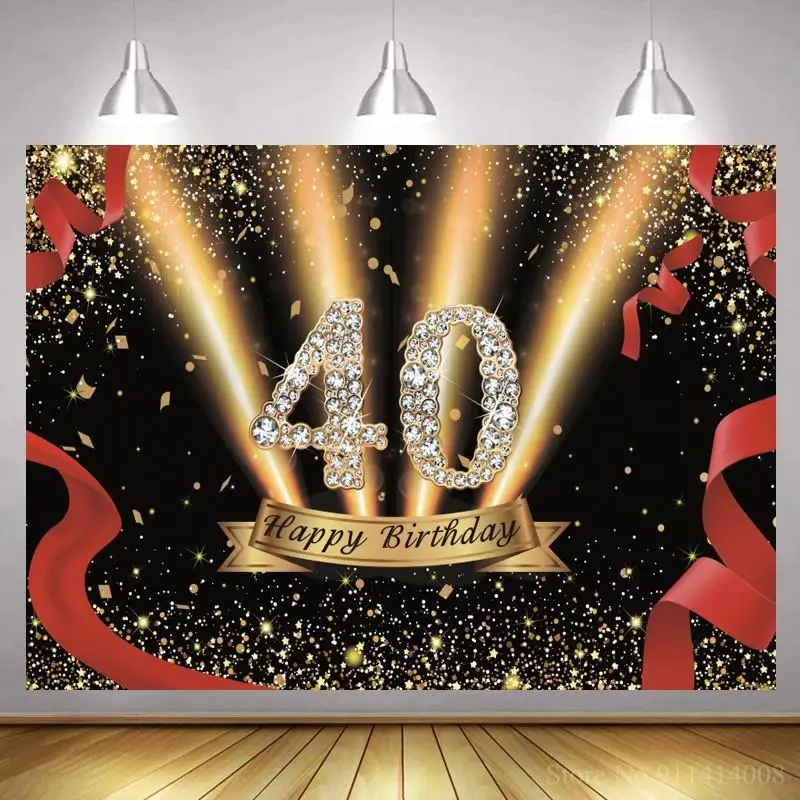 Glitter Shiny Cake Smash 40th Birthday Banner Background For Photo Women Adult Dinner Party Wine Table Backdrop Vinyl Poster | Электроника