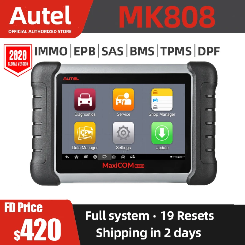 Autel MaxiCOM MK808 автомобильный диагностический инструмент, все системы, OBD диагностический инструмент, Автомобильный сканер, автоматический считыватель кодов, сканирующие инструменты, оригинал - изображение