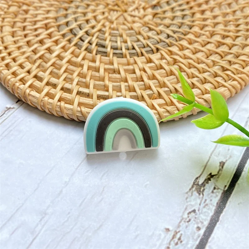 10PCS BPA 무료 실리콘 미니 무지개 구슬 젖꼭지 체인에 대 한  실리콘 장난감 Teethers