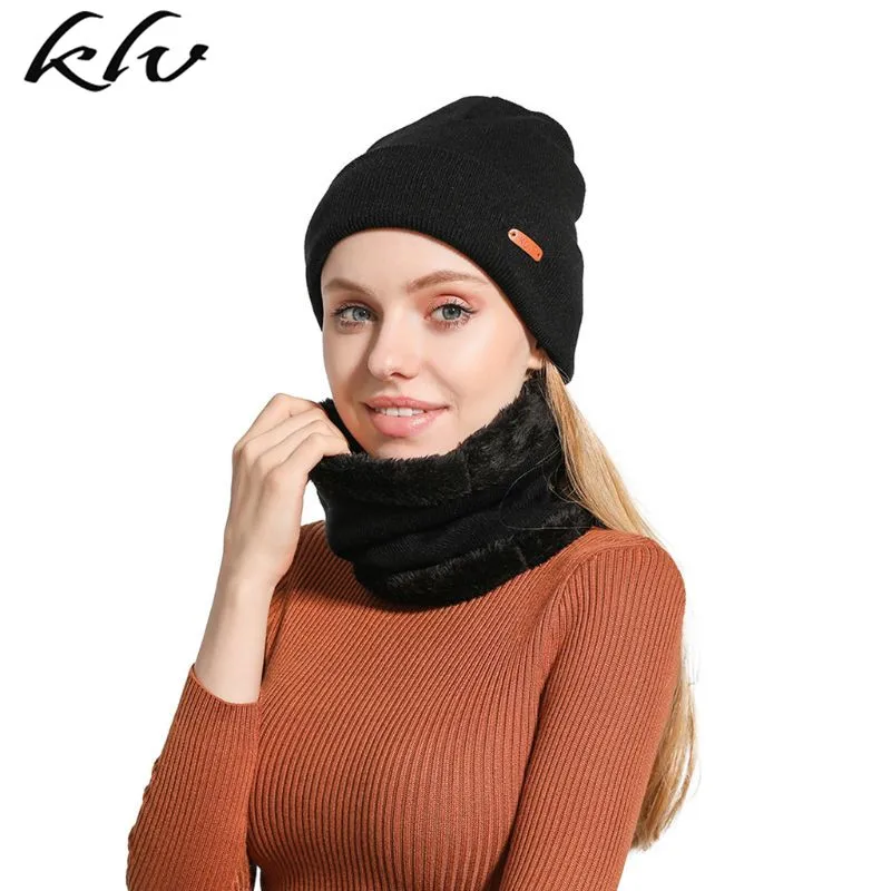 

Adult Kids Slouchy Knitted Beanie Hat Scarf Set Cuffed Solid Color Slouchy Ski Cap Winter Thicken Plush Lined Circle Neck Warmer
