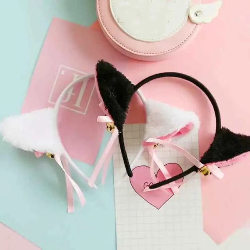 Lovely Night Party Club Bar Fox Cat Ears Hair Bands For Sexy Cute Women Girl Fashion Bell Bowknot Head Hoop Headdress Jewelry