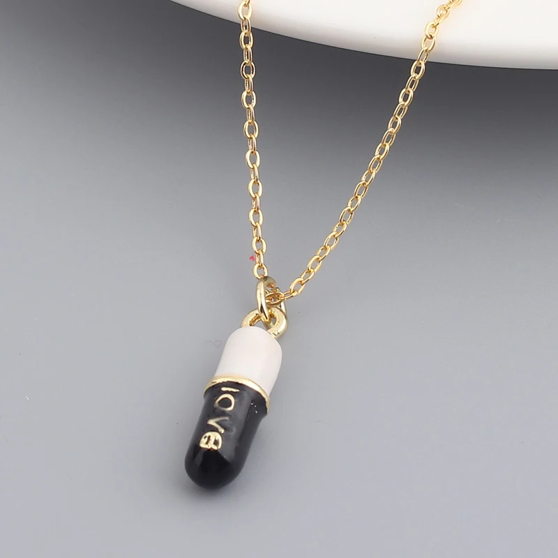 2021 New Summer Fashion Jewelry Simple Geometric Pill Charm Candy Neon Enamel Colorful Necklace For Girl 