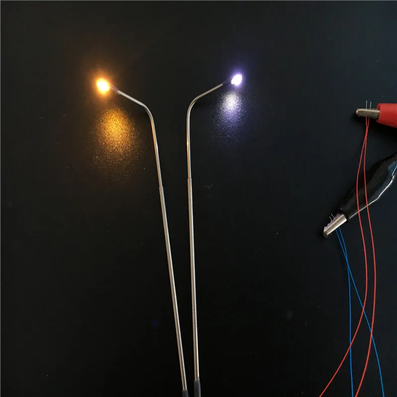 50PCS 1/75-1/1000 SCALE RAILWAY STREET STEEL WARM WHITE LIGHTS LAMPPOST Diorma WITH DC 3V LEDS Toy Accessory Model Building Kits - Image 5