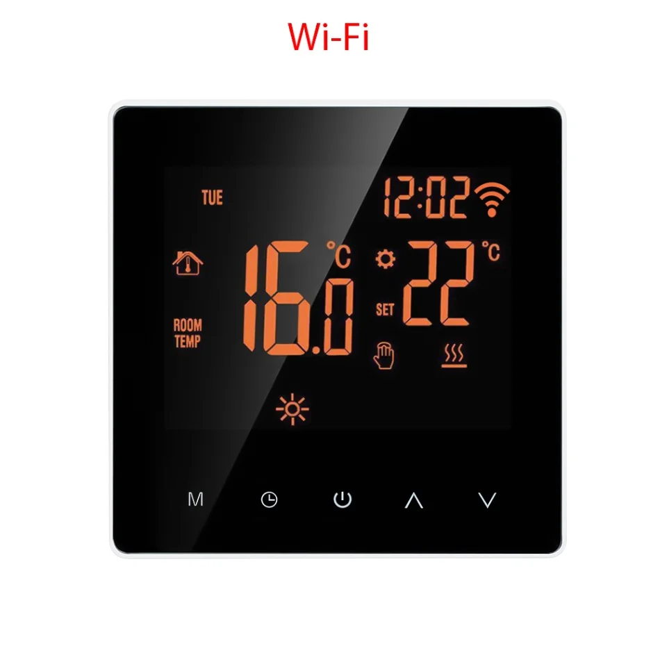 Orange Wi-Fi LCD Digital Thermostat Touch Screen Temperature Controller Week Programmable Electric Thermostat Wi-Fi and No Wi-Fi Optional - Цвет: Orange Wi-Fi