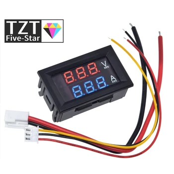

TZT DC 0-100V 10A Digital Voltmeter Ammeter Dual Display Voltage Detector Current Meter Panel Amp Volt Gauge 0.28" Red Blue LED