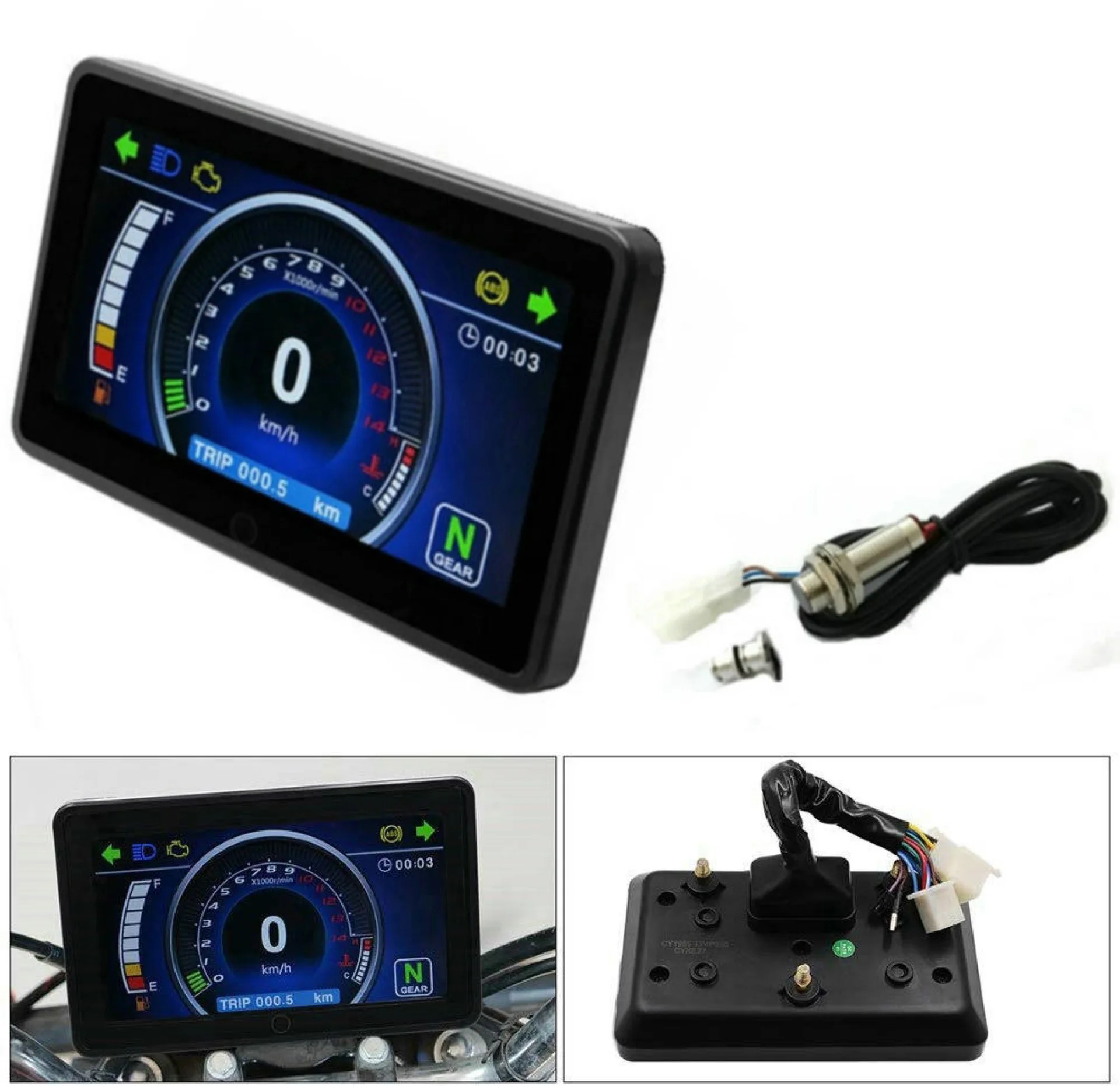 Universal Motorcycle LCD Display Replaceable 0 199km Speedometer 1 2 4