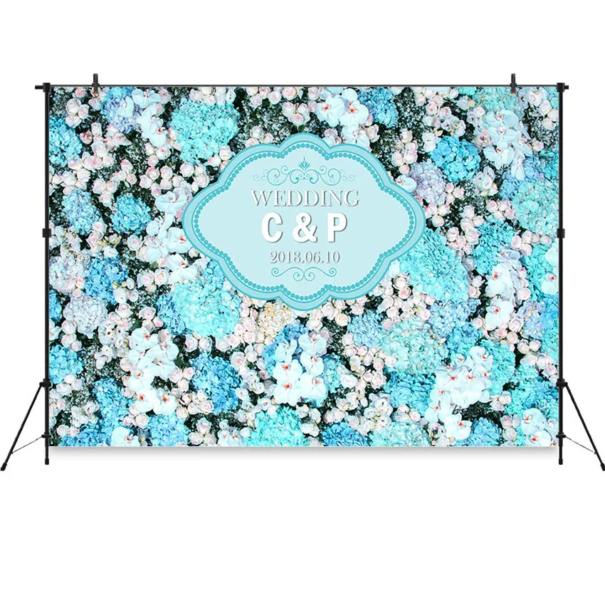 Свадебный фон синий цветочный принт украшение день рождения