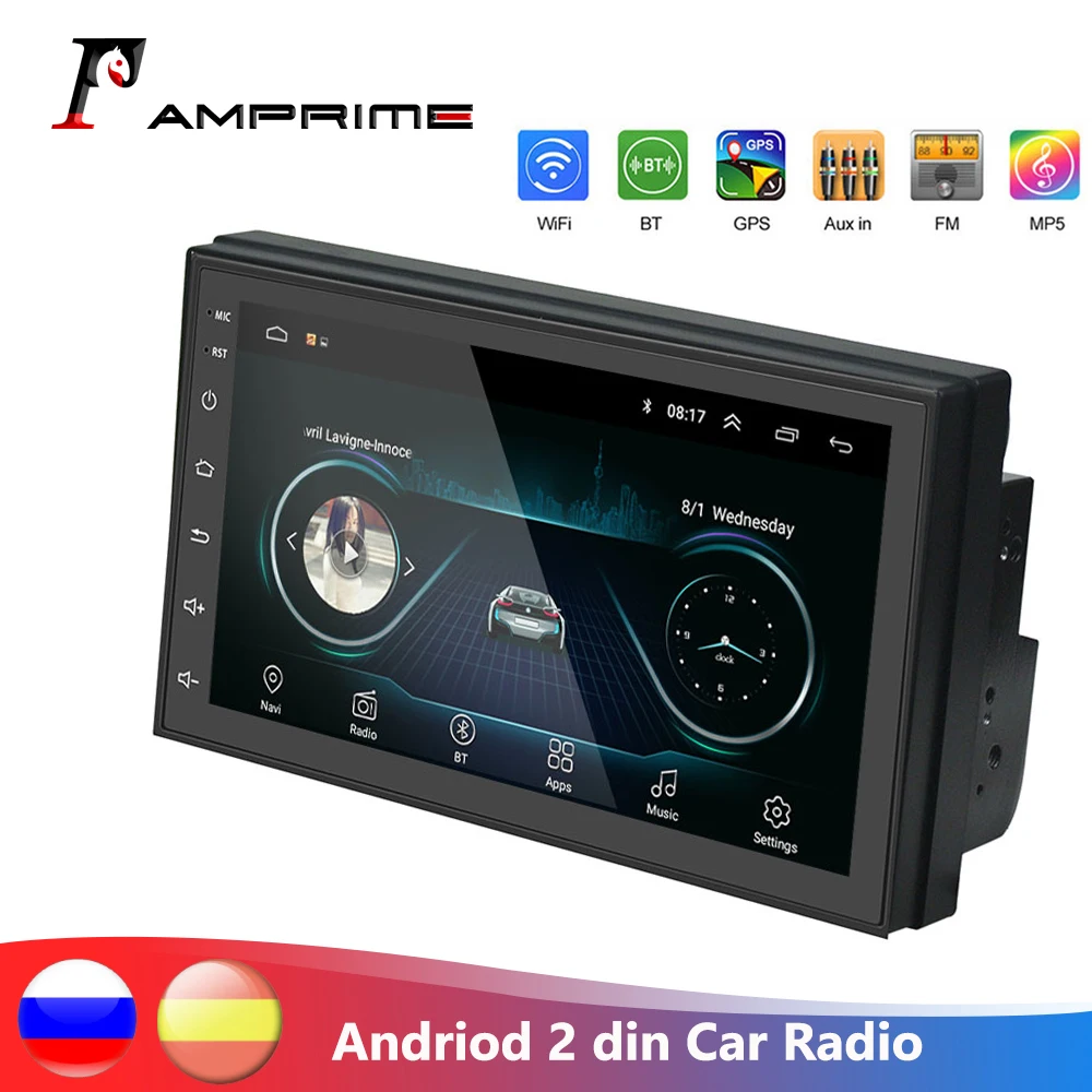 AMPrime 2din Android автомобильный радиоприемник MP5 плеер Авто Стерео 2 Din 7 ''GPS WIFI Bluetooth