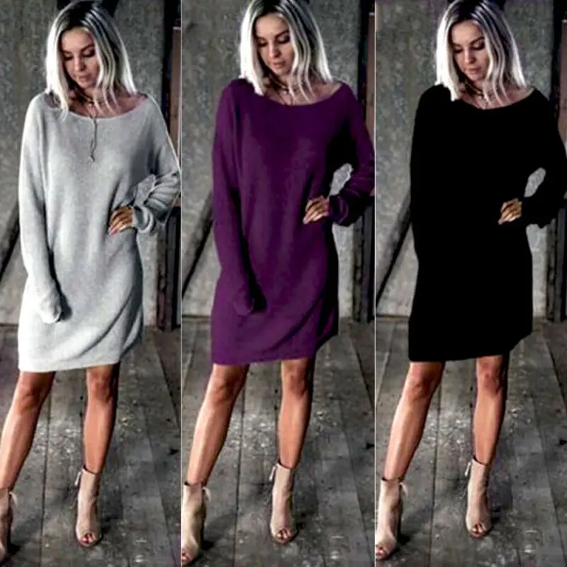 

Oversize 2019 Autumn Long Sweater Dress Women Knitted Long Sweater Winter Loose Warm Sweaters Ladies Pullover O-neck Tops