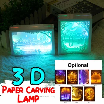 

Smuxi 3D Paper Carving Lamp Art-Creative LED Night Light Birthday Gift Carved Decor USB Powered Plastic Home Bedroom Night Light