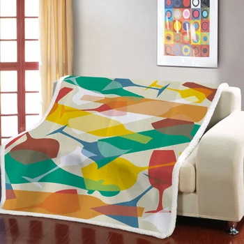 

Red Wine Glass Sherpa Blanket Celebrate Party Throw Blanket Home Weighted Blanket For Kids Blanket Champagne Modern Blanket