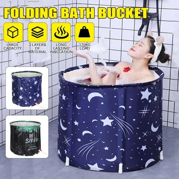 

Folding Bathtub Portable Bath Bucket Foldable Large Adult Tub Baby Swimming Pool Insulation SPA Tub Separate Family Bathroom