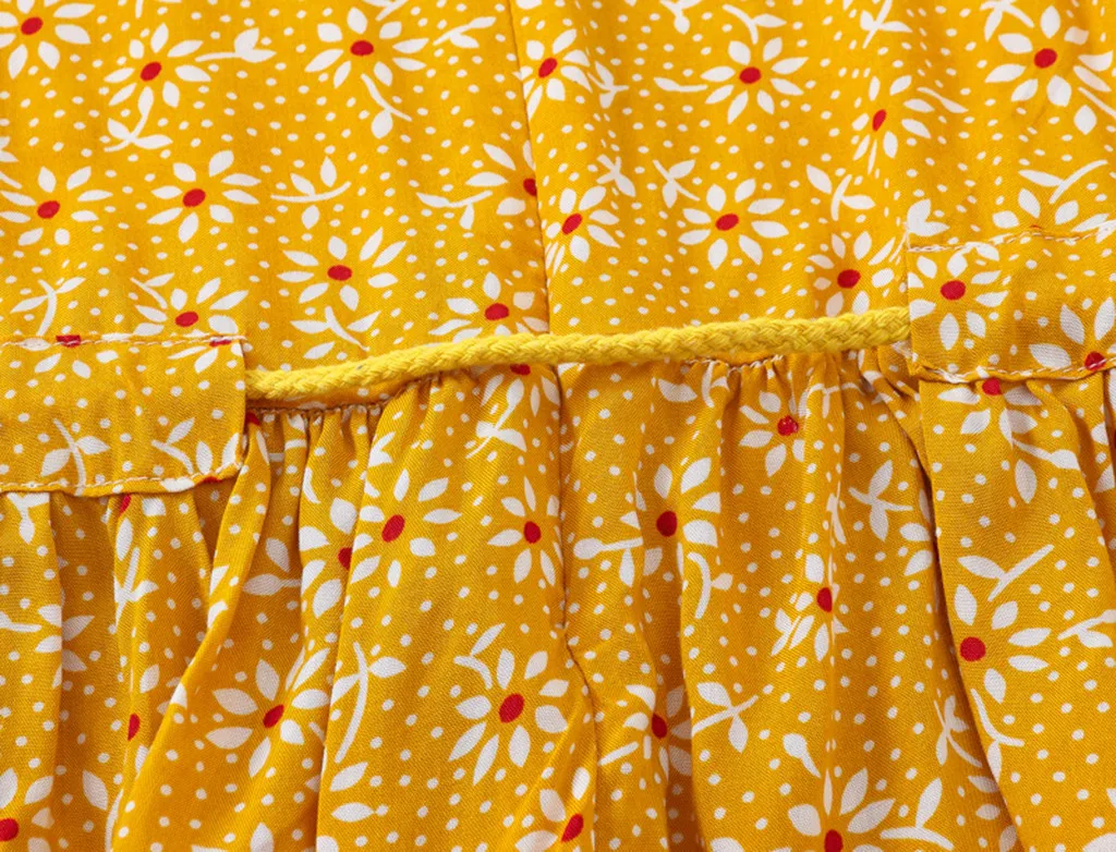 Toddler Baby Kids girls dress Floral Flowers Ruched Strap Summer Princess Dress 2-7 Years old children clothes summer #B