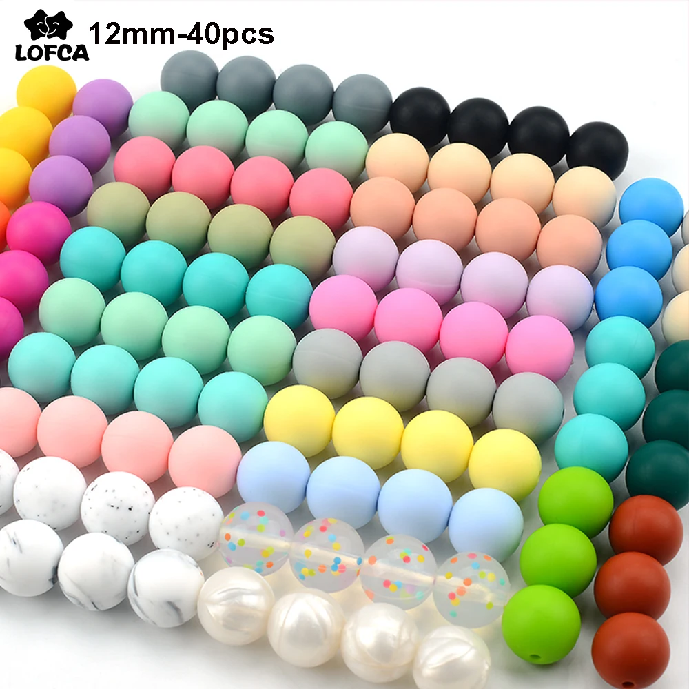 40pcs/set 15 MM Silicone Beads - Random Color