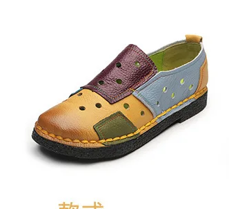 Женская обувь; женская обувь на плоской подошве; Модные женские лоферы; Летняя обувь из натуральной кожи; Новые мокасины; лоферы; дышащая Дизайнерская обувь - Цвет: 3