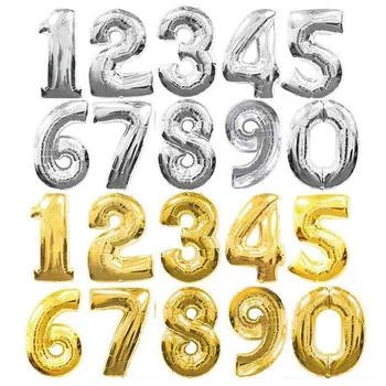 

100pcs 32 Inch Number Balloons with Individual Packaging Gold Silver Aluminum Foil Balloon Wedding Birthday Decoration WB2637