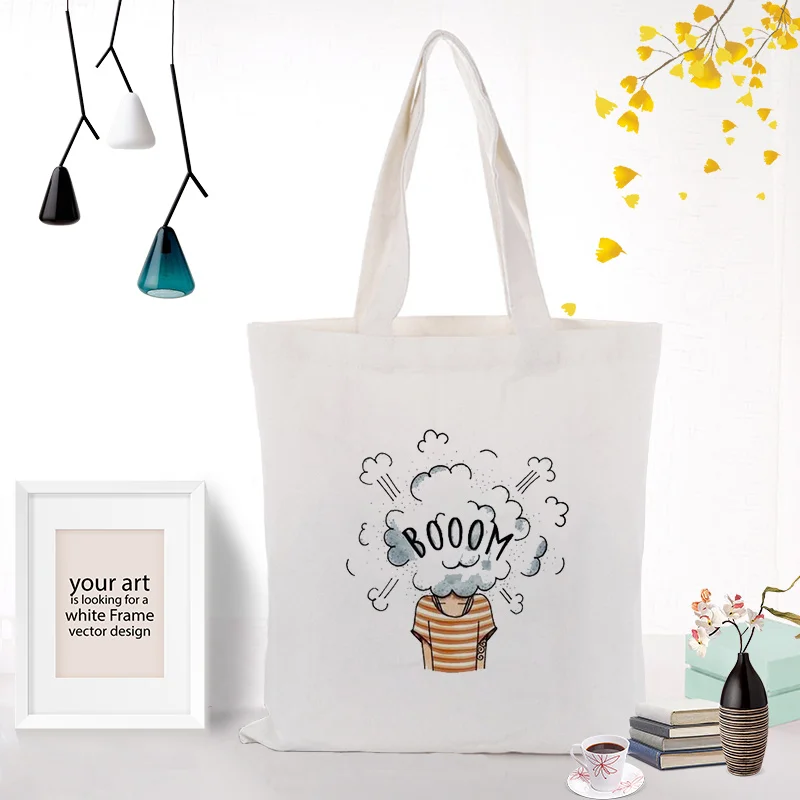 ILLUSTRATIONX120 Холст сумка для покупок простая иллюстрация текст DIY ежедневное использование пользовательский принт Логотип эко многоразовая утилизация - Цвет: ILLUSTRATIONX120