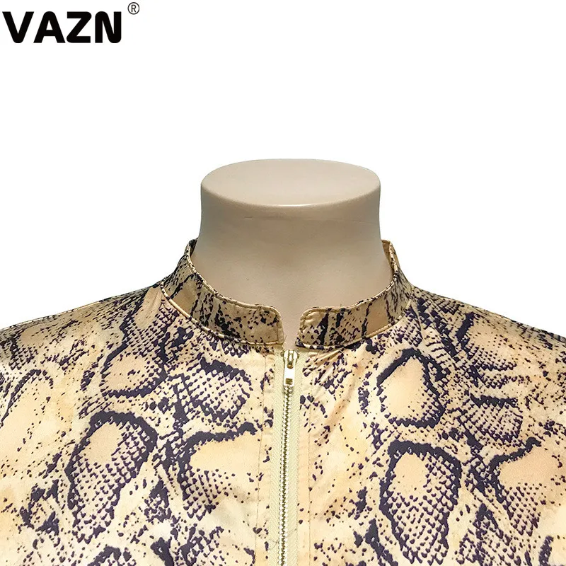 VAZN, шикарный товар, сексуальный женский комбинезон, 4 цвета, длинный комбинезон с длинным рукавом на молнии, штаны-фонарики, комбинезон, Змеиный повседневный комбинезон