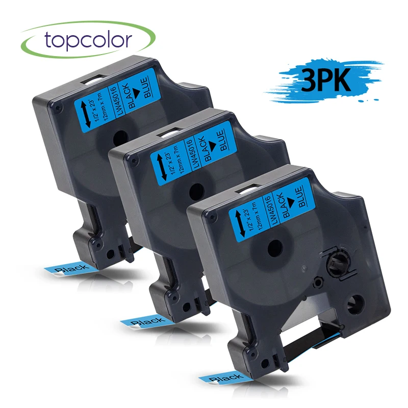 

Topcolor Strong Adhesion 45016 Label Maker for Dymo LM350 360D Label Wrtier 450 12mm Black on Blue Printer Ribbons Label Tapes