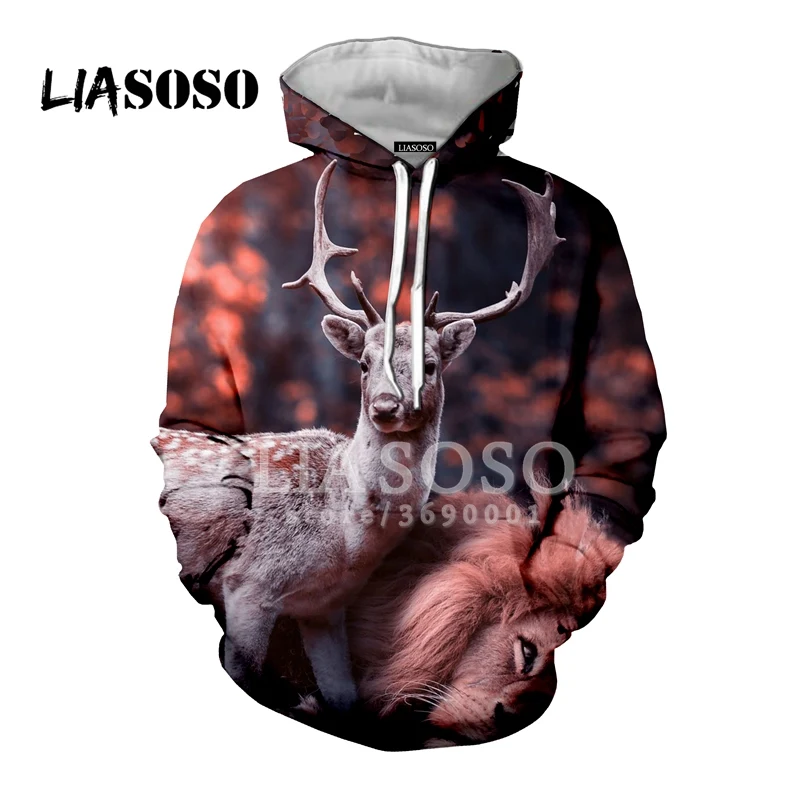 LIASOSO Новые повседневные Забавные Животные Олень, Лось закат 3D принт женские мужские толстовки с капюшоном кофты хип хоп Harajuku топы X0253 - Цвет: 13