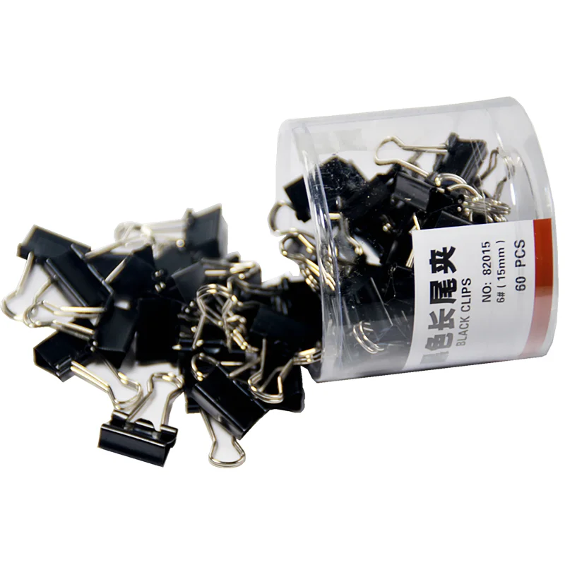 Mejor vendedor  Mini Clips de papel Metal de 15mm, Clip negro para libros, papelería, escuela, suministros de oficina, alta calidad, 60 unids/lote Zn7mz1QR7An