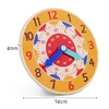 Children Montessori Wooden Clock Toys Hour Minute Second Cognition Colorful Clocks Teaching Aids for Kids Preschool Children 6