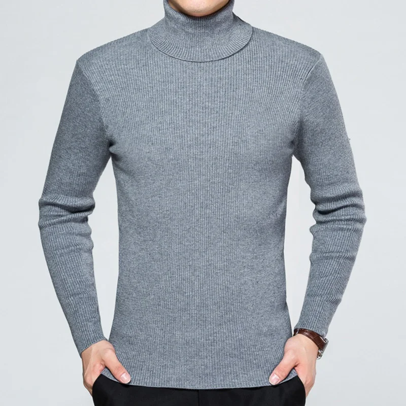 Мужские свитера Slim Fit мужские уличные пуловеры водолазка толстый шерстяной пуловер, свитер Новые Теплые однотонные повседневные пуловеры