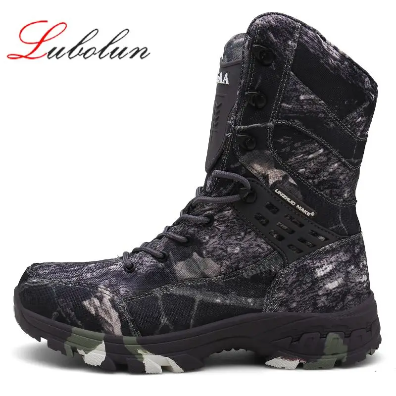 

Waterproof Men Military Tactical Boots Desert Hiking Camouflage High-top Male Boot Fashion Work Men's shoes Plus Size 39-47