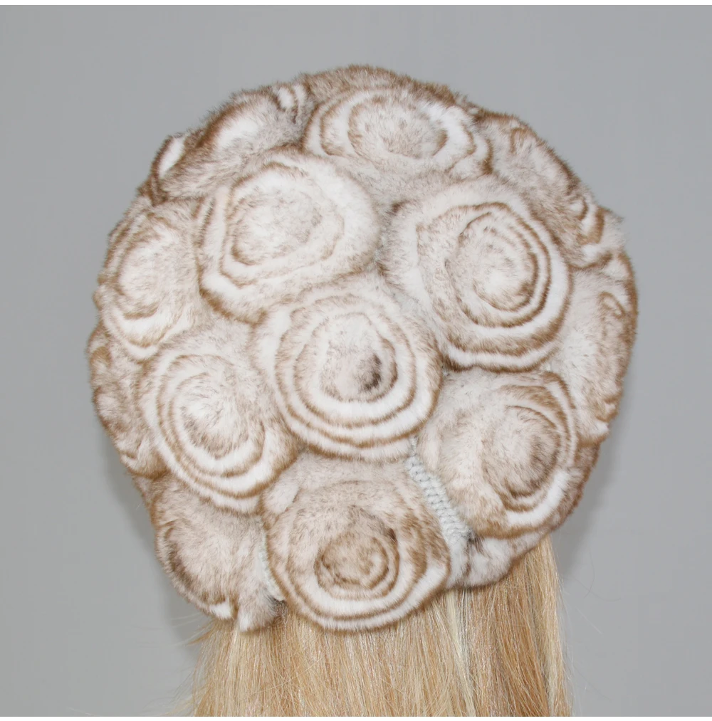 Hot Sale Real Genuine Rabbit Fur Cap Winter Natural Real Rex Rabbit Fur Skullies Hat Quality Women Real Fur Beanies Hats