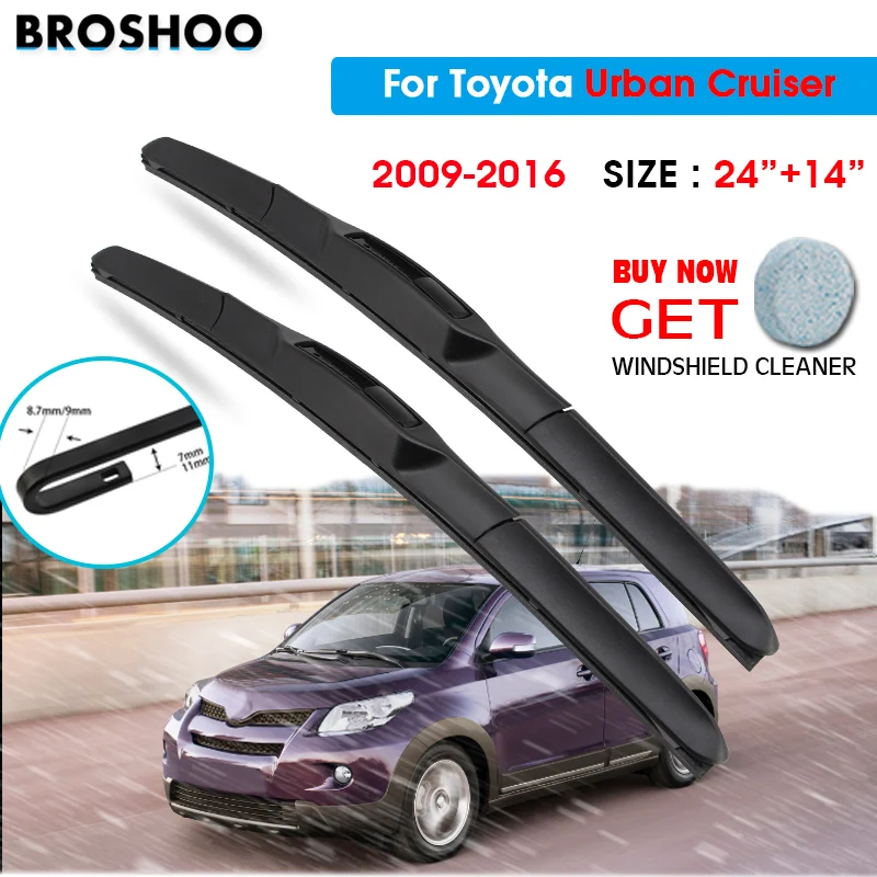 

Car Wiper Blade For Toyota Urban Cruiser 24"+14" 2009-2016 Auto Windscreen Windshield Wipers Blades Window Wash Fit U Hook Arms