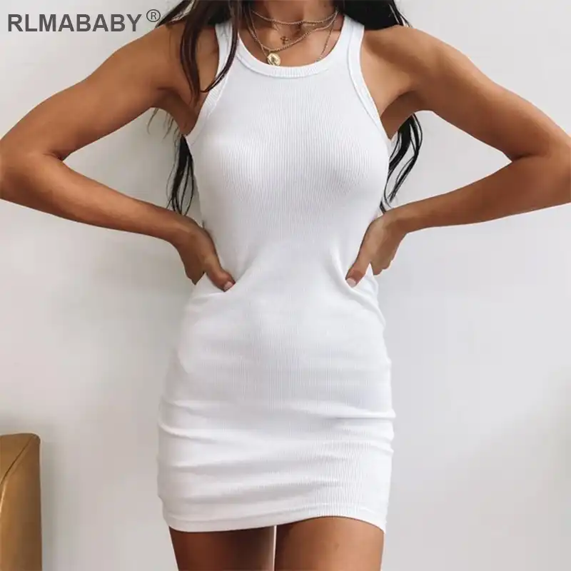 white bodycon tank dress
