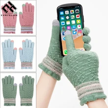 Evrfelan фирменный дизайн трикотажные зимние перчатки сенсорный экран женские перчатки и варежки для мужчин удобная ручная одежда теплые зимние перчатки