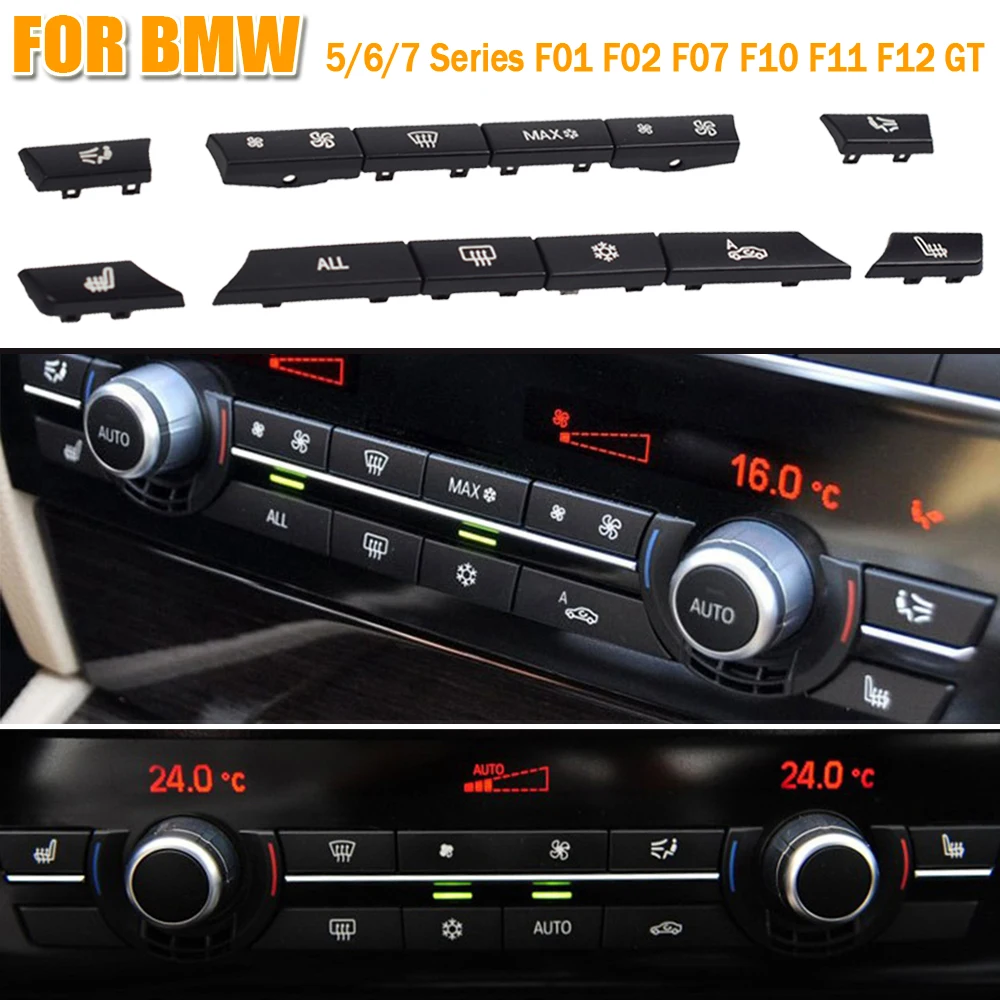 Three T Black Car 11 Button A/C Heater Switch Button Cover Repair Kit Speed Heater Control Panel Switch Button Key Caps Fit for BMW 5 Series F07 GT/F10/F11 6 Series F06/F12/F13 7 Series F01/F02 Three T Black Car 11 Button A/C Heater Switch Button Cover Repair Kit Speed Heater Control Panel Switch Button Key Caps Fit for BMW 5 Series F07 GT/F10/F11 6 Series F06/F12/F13 7 Series F01/F02