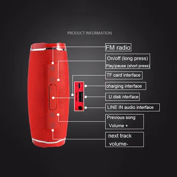

Portable Outdoor Loudspeaker Wireless Mini Column 3D10W Stereo Music Surround Support FM TFCard Bass Box TG145 Bluetooth Speaker