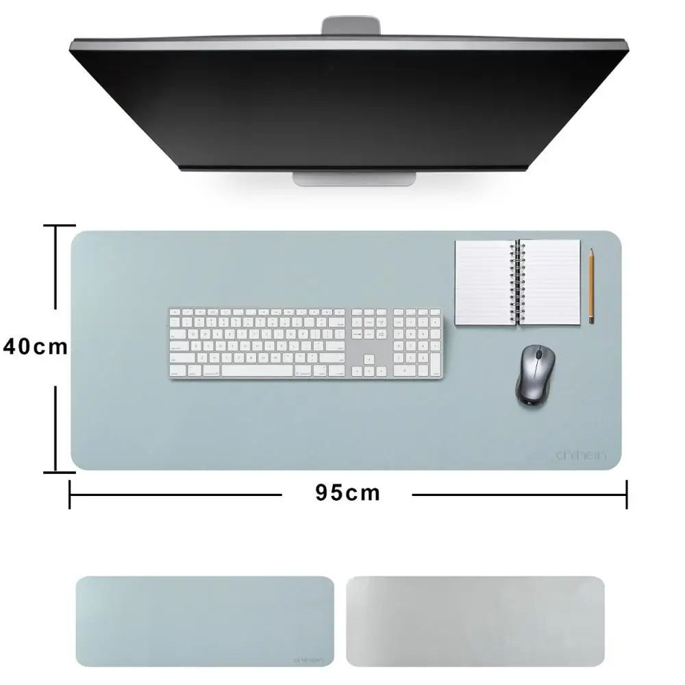 Chihein Double-side Gaming Mouse Pad Portable Large Waterproof PU Leather Office Desk Gamer Keyboard mat 95x40cm(Blue/Silve) | Компьютеры