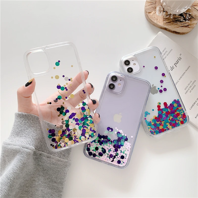 Чехол для телефона с жидкостью iPhone 12 mini 11 Pro X Xs Max XR 7 8 6 6s Plus SE 2020 силиконовый чехол