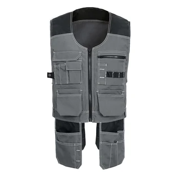 

Men Work Vest Safety Clothing Multi-pockets Tool Vest Multi functionnal Photographer Carpener Mechanic Workwear Tops