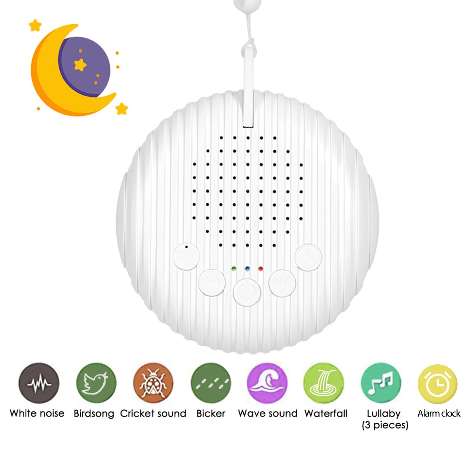 Máquina de ruido blanca para bebé, máquina de sonido de apagado temporizado recargable por USB, Monitor de relajación para dormir, para bebés y adultos, Oficina