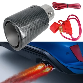 

car accessories Exhaust Tail Pipes Light Glossy Carbon Fiber Luminou Tail Throat Light Stainless Steel Universal For bmw e46 e60