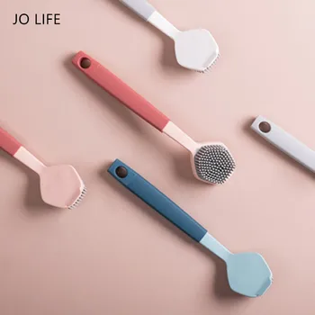 

JO LIFE Multifunction Kitchen Pan Cleaning Brush Silicone Long Handle Dish Pot Washing Macaron Color Brush