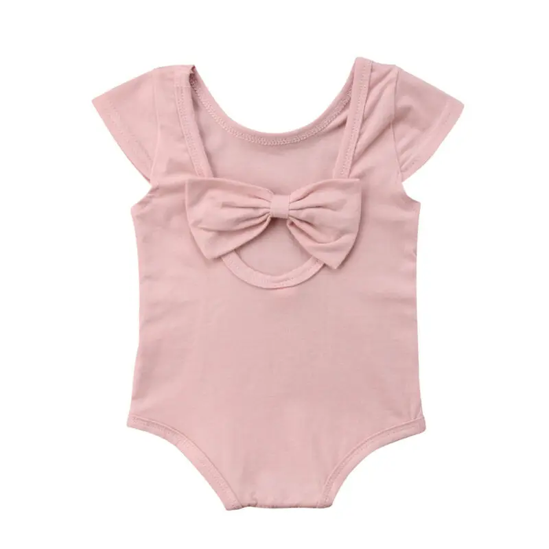 

Brand New Summer Casual Toddler Baby Girl Romper Short Sleeve Solid Back Bow Jumpsuits Romper Btief Outfit Wholesale 0-18M