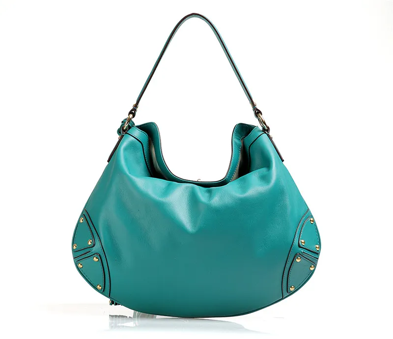 High-end Genuine Leather Lady Top-handle Handbag Authentic Cow Skin Dark Blue Women Large Hobos Purse Female Single Shoulder Bag