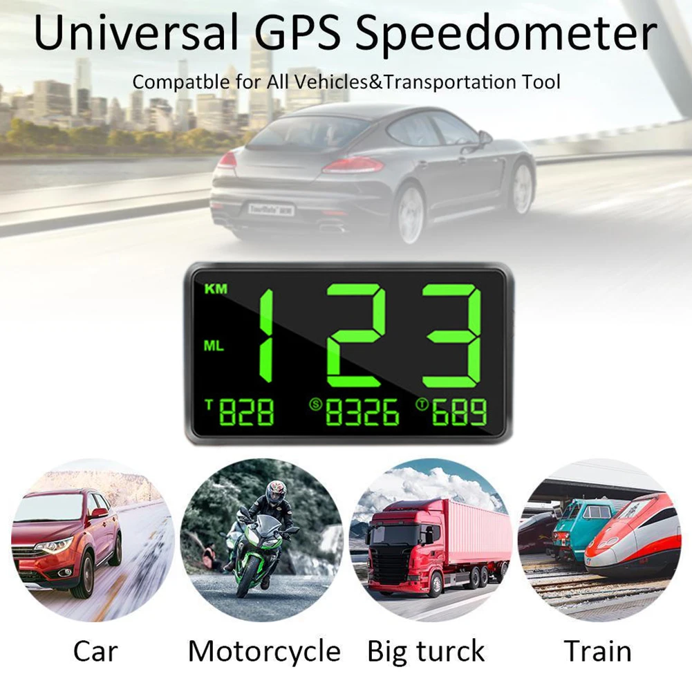  Große Bildschirm HUD Safe Fahrrad Universal MPH Lkw Bus Überdrehzahl Warnung GPS Tacho Head Up Disp