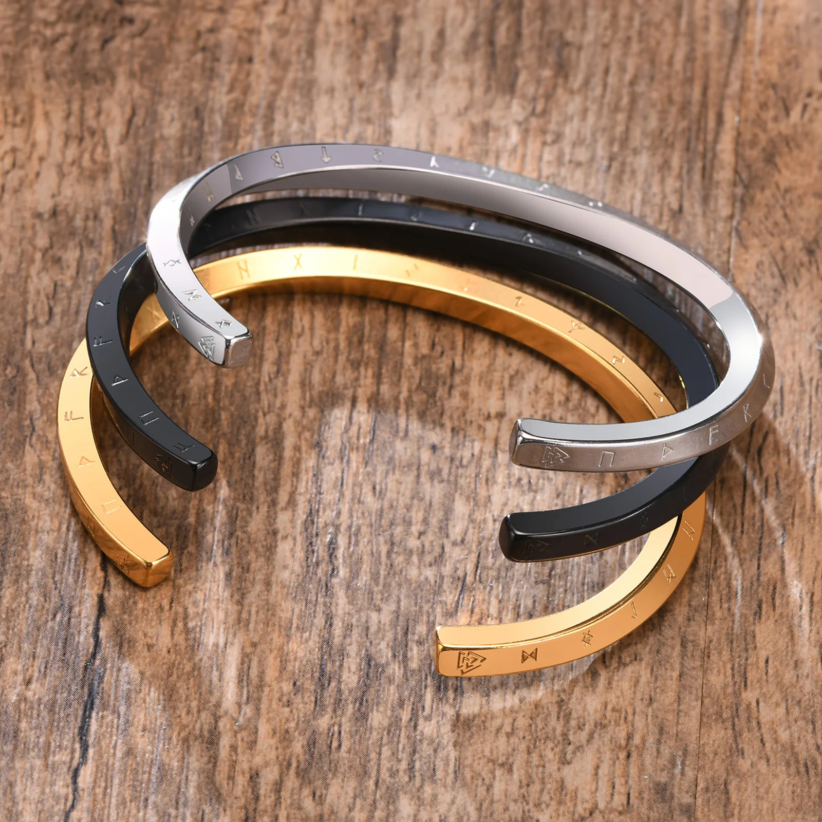 Metal Bracelet Stainless Steel Bracelet Nordic Runes Bangles Men Bracelet Stainless steel Twist Mobius Bangle Bracelets Male Jewelry