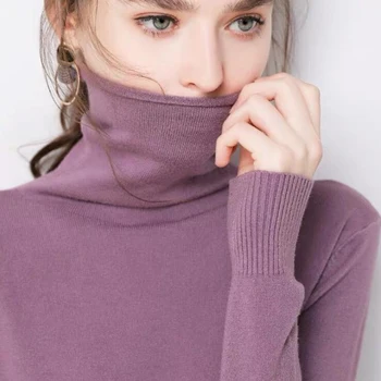 

Sweater women's new pile high collar pullover sweater women's long-sleeved solid color large size knitted bottoming shirt